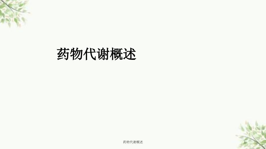 药物代谢概述课件_第1页