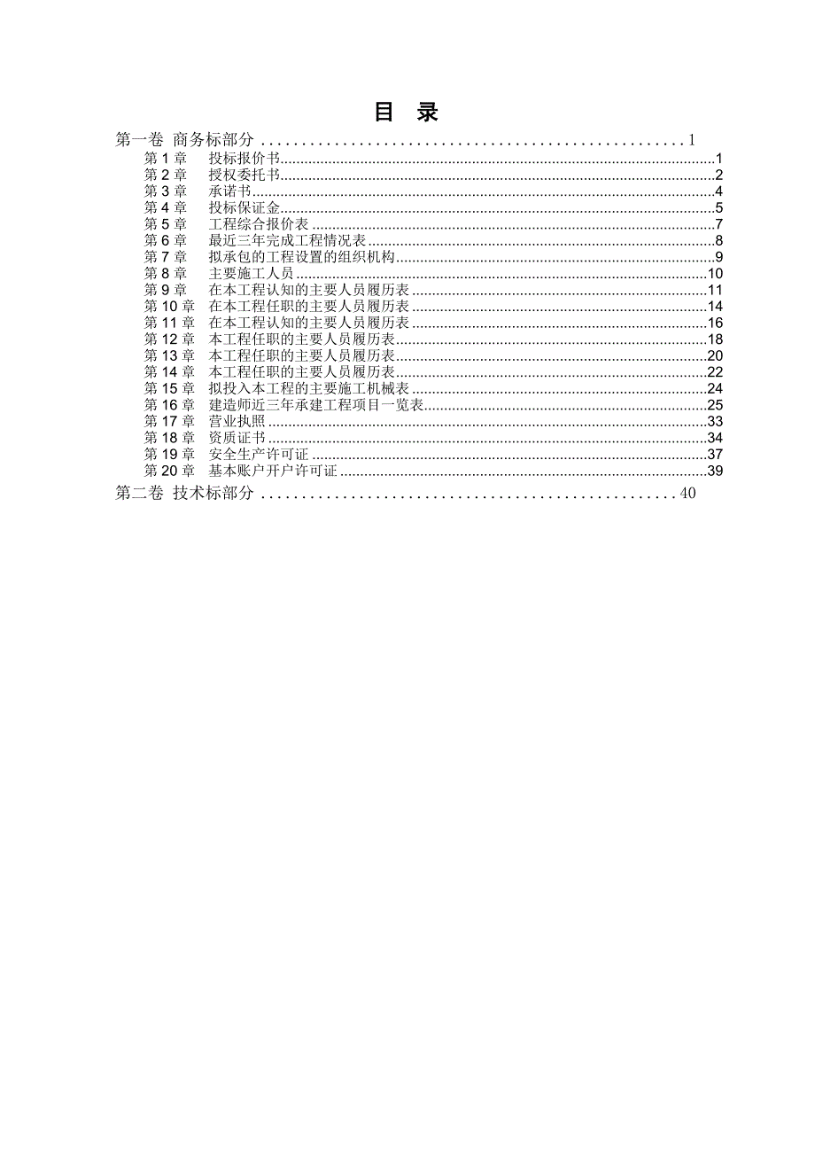 市政工程项目投标书详细完整标书模板.doc_第1页