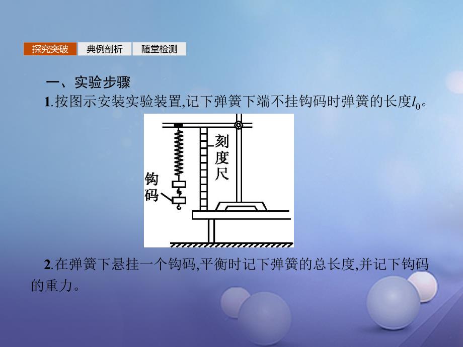 2017-2018学年高中物理 实验 探究弹力和弹簧伸长的关系课件 沪科版必修1_第3页