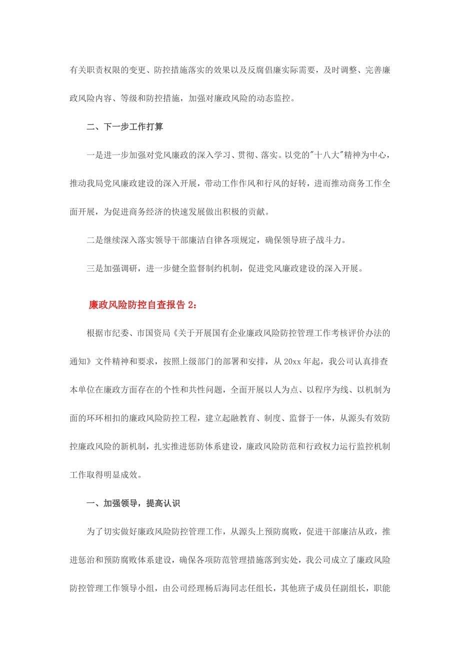 廉政风险防控自查报告范文两份.doc_第5页