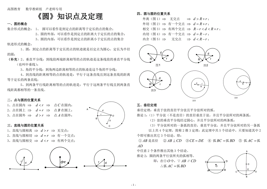 初三《圆》知识点及定理 精选编写.DOCX_第1页