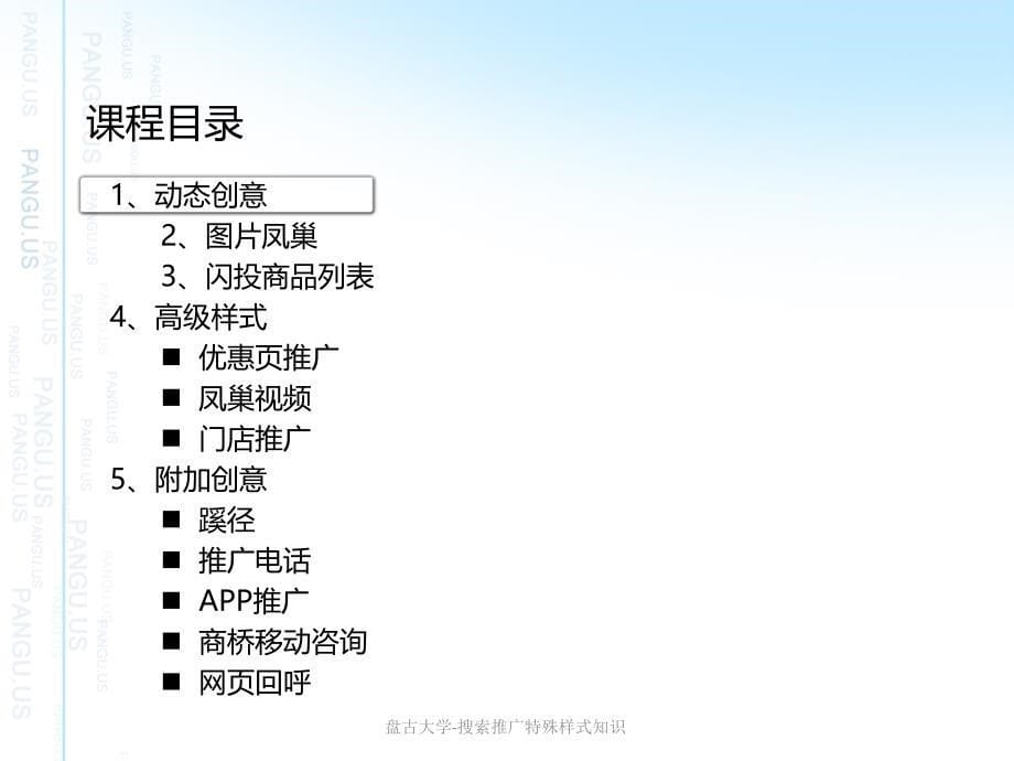 盘古大学搜索推广特殊样式知识课件_第5页