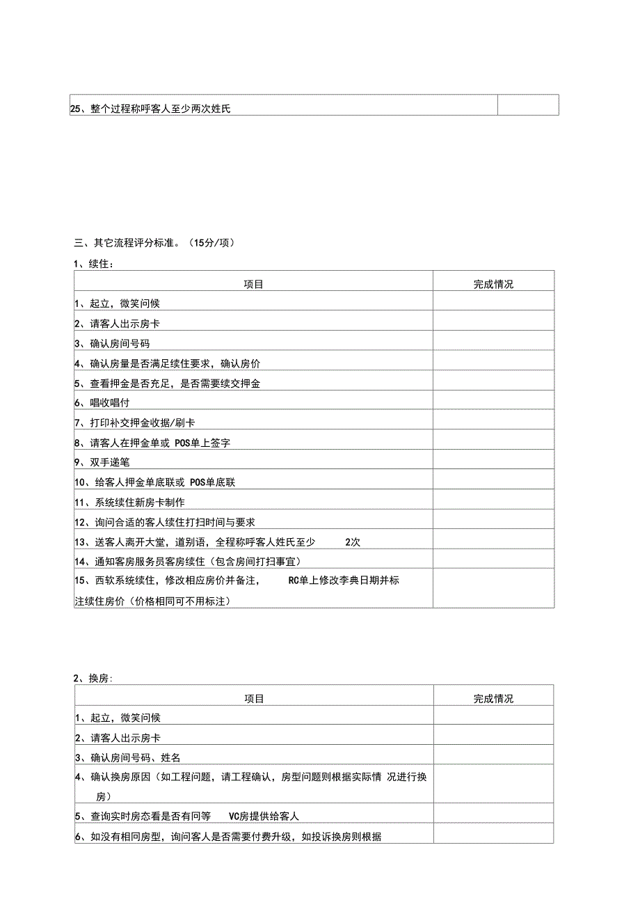 酒店前台实操考核表_第3页