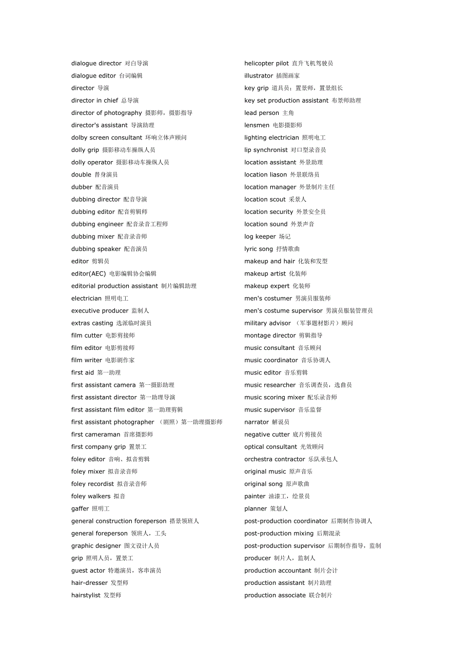 电影制作术语中英对照.docx_第2页