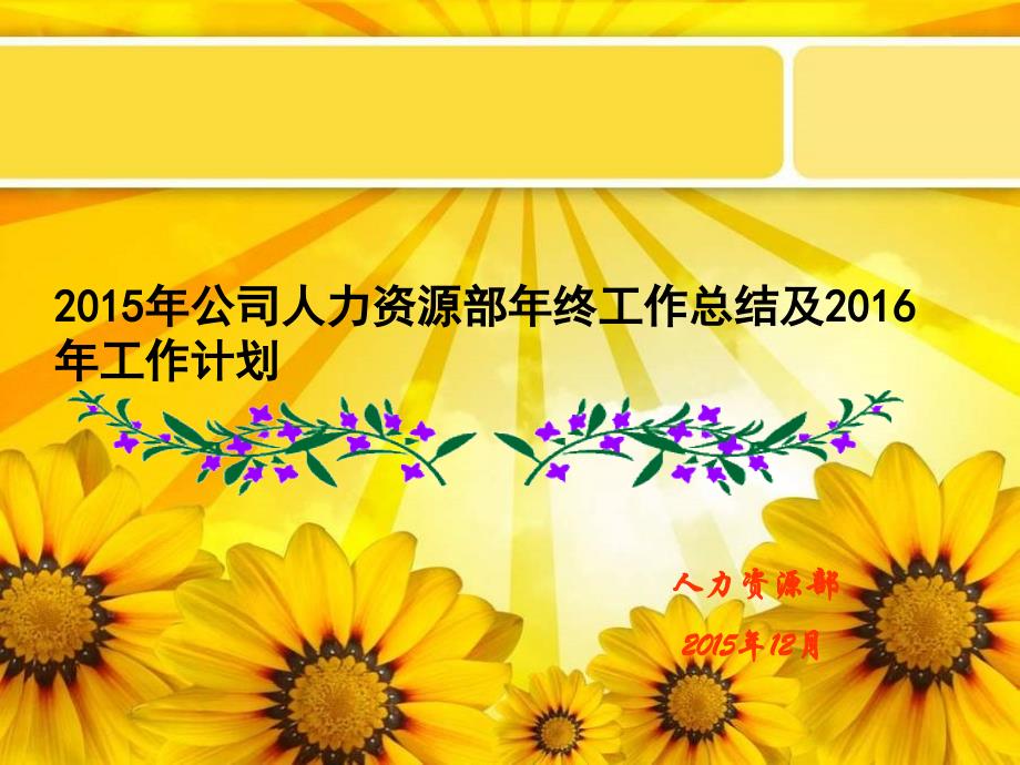 2015年公司人力资源部年终工作总结及2016年工作计划ppt.ppt_第1页