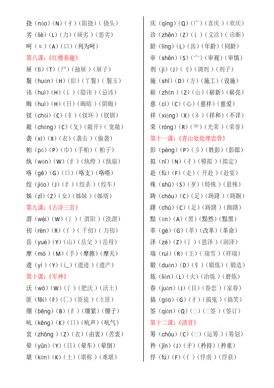 部编版五年级下册语文生字表_第3页