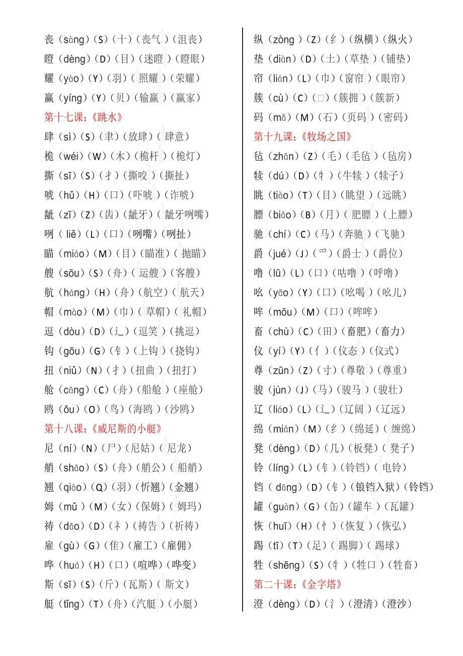 部编版五年级下册语文生字表_第5页