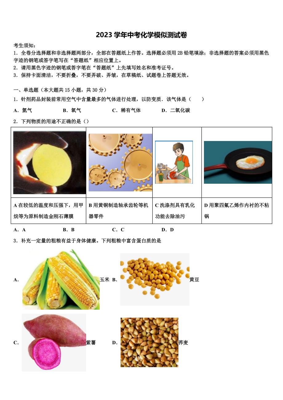 2023年湖北省恩施市巴东县中考试题猜想化学试卷（含答案解析）.doc_第1页