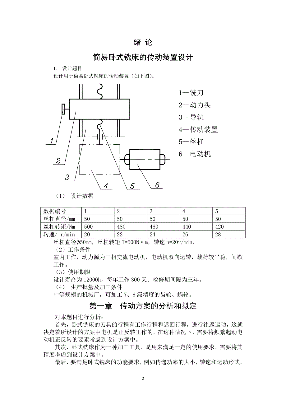 机械设计简易卧式铣床的传动装置的课程设计(蜗杆减速器)简易卧式铣床的传动装置设计_第2页