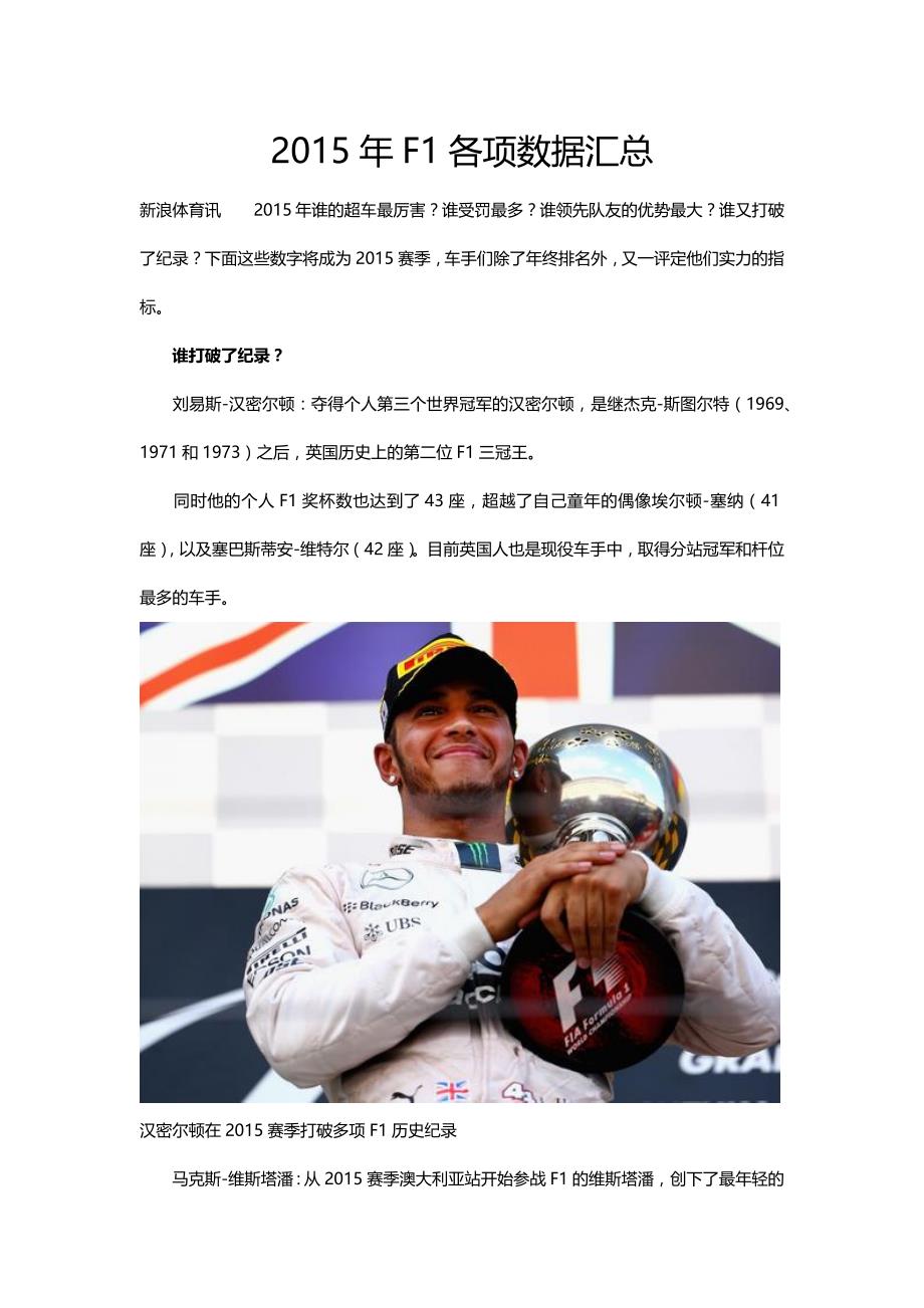 2015年F1各项数据汇总.docx_第1页