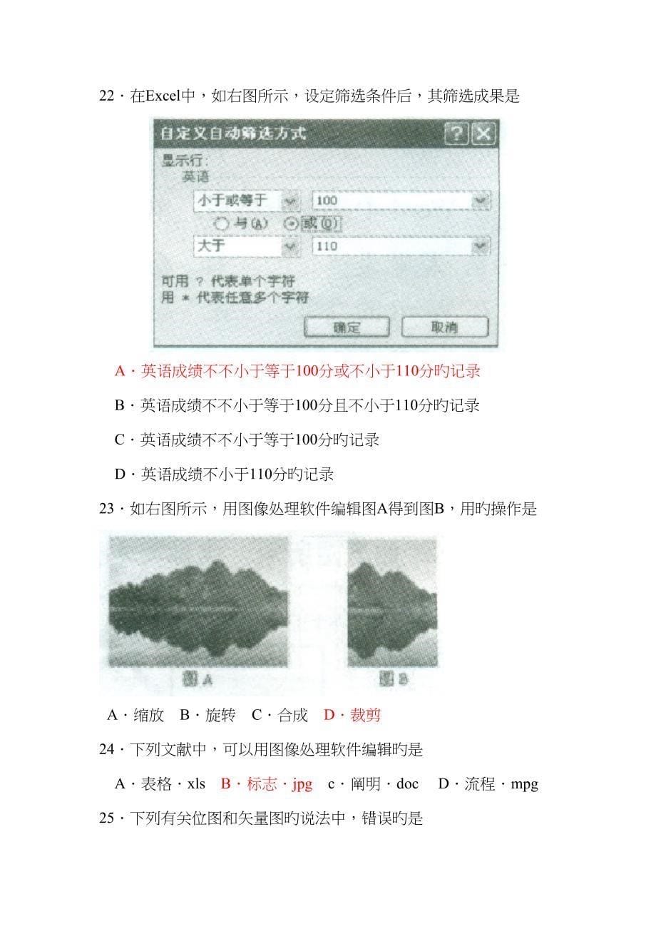 2022年广西壮族自治区普通高中学业水平考试信息技术.doc_第5页