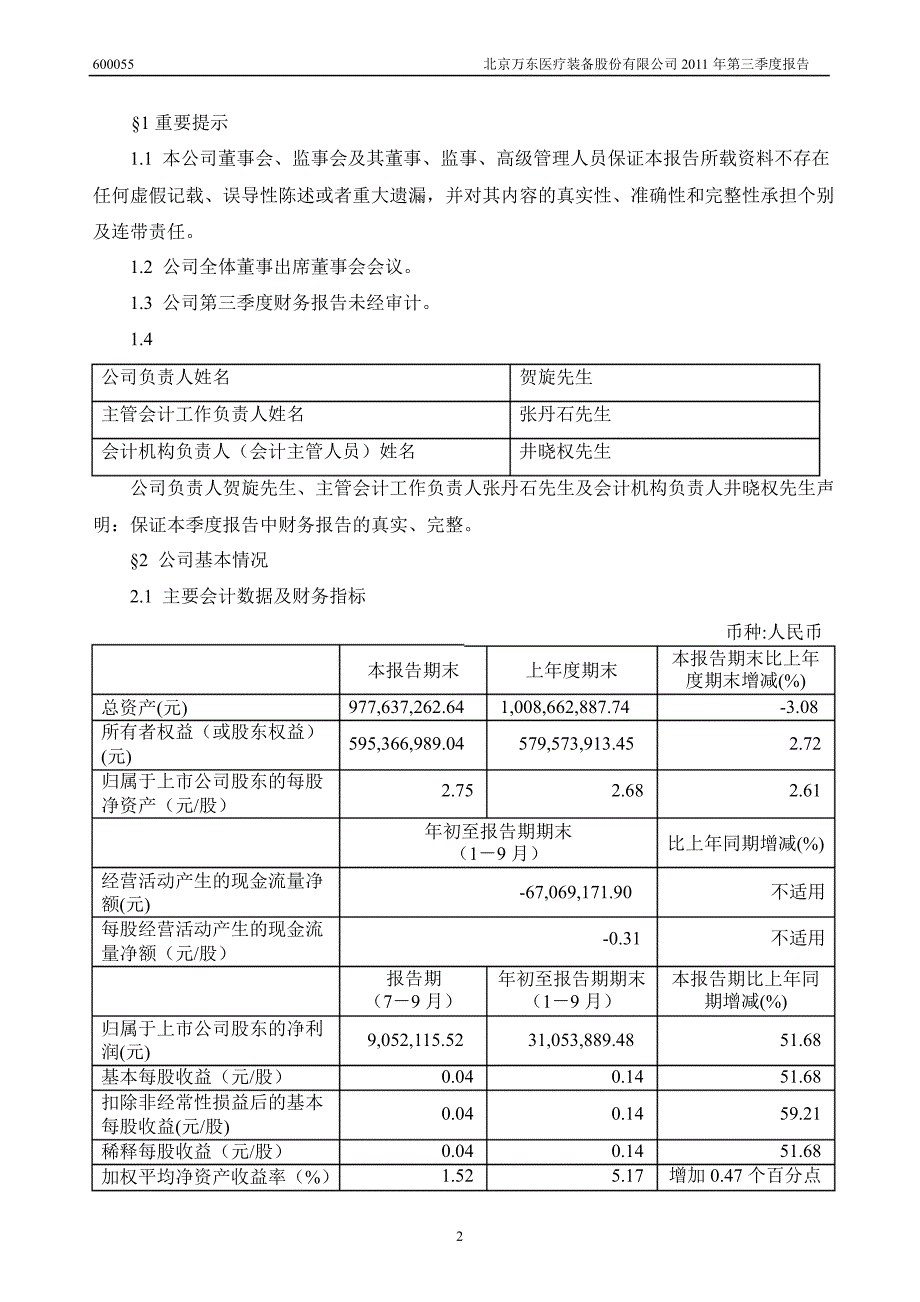 600055万东医疗第三季度季报_第3页