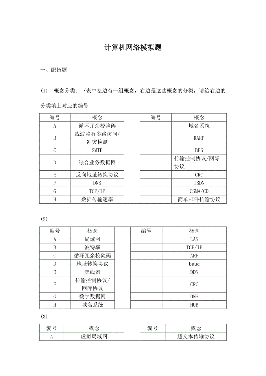 2024年广播电视大学（电大）计算机网络模拟题_第1页