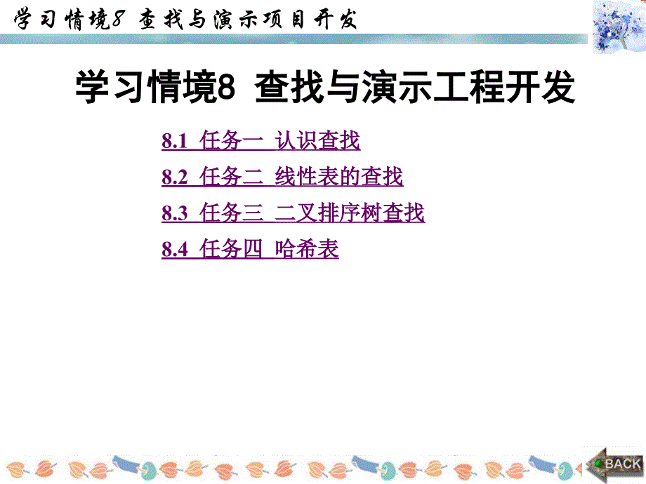 数据结构与算法学习情境8查找与演示项目开发_第1页