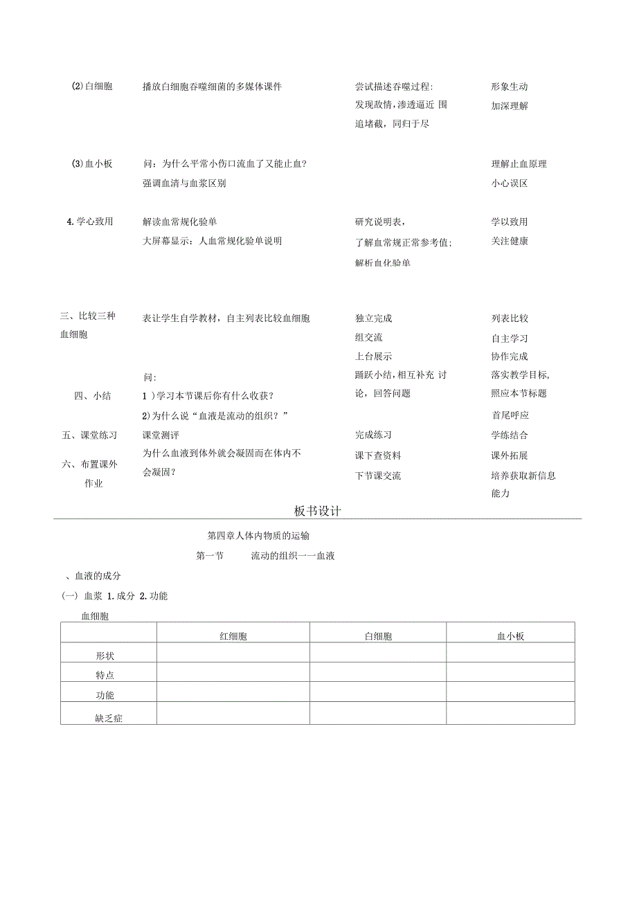 《流动的组织—血液》教学设计_第3页