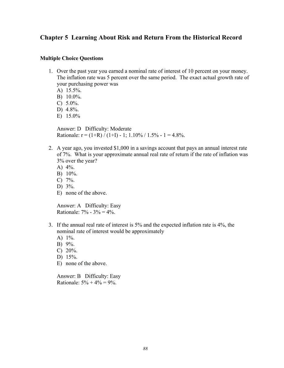 INVESTMENT 8TH TESTBANK CHAP05.doc_第1页