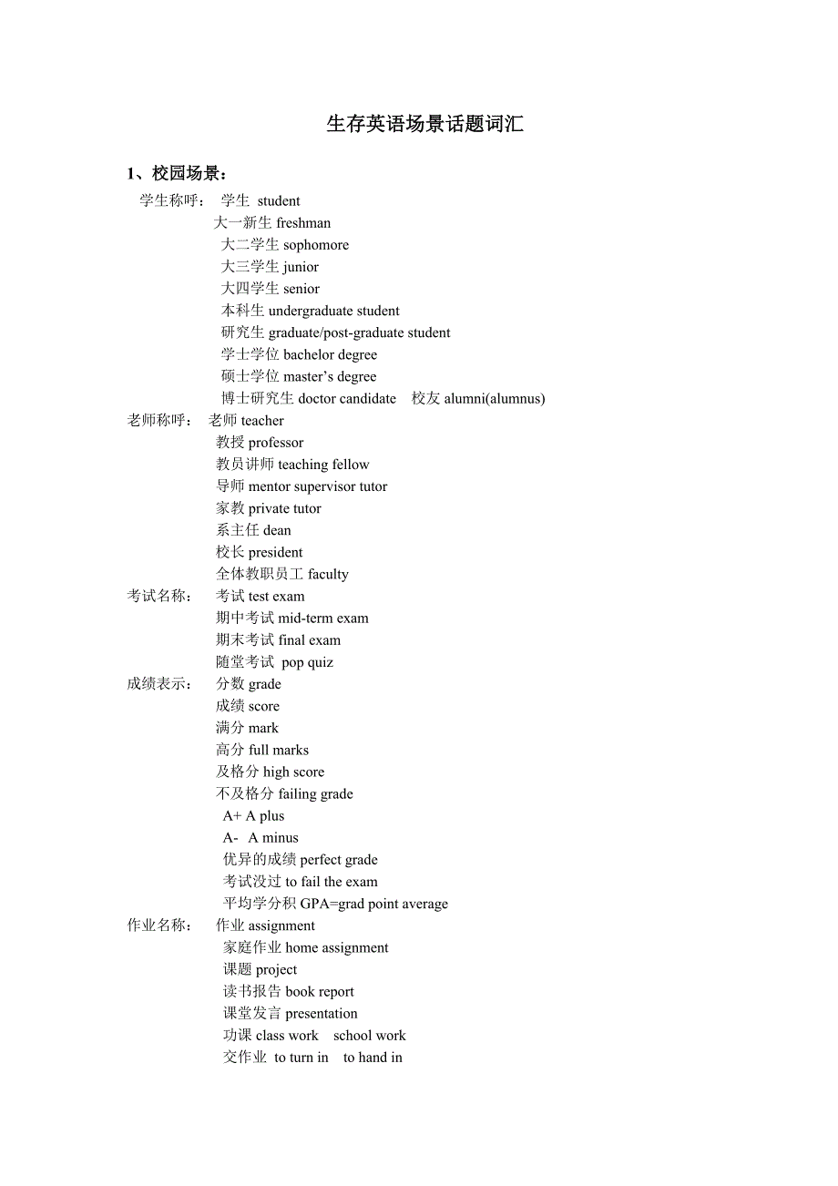 英语场景词汇汇总(基础版).doc_第1页