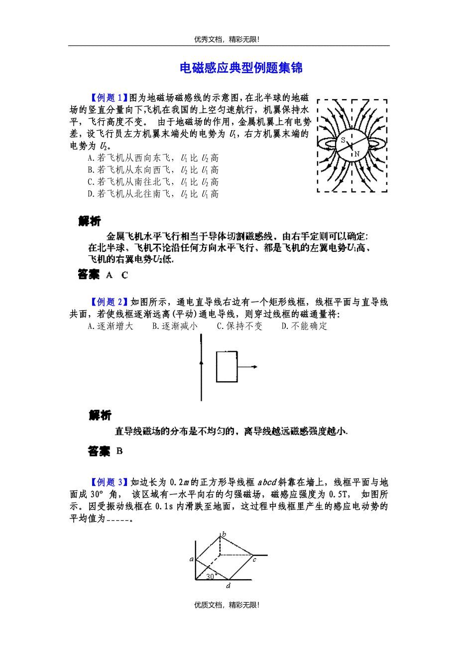 电磁感应典型例题集锦.doc_第1页