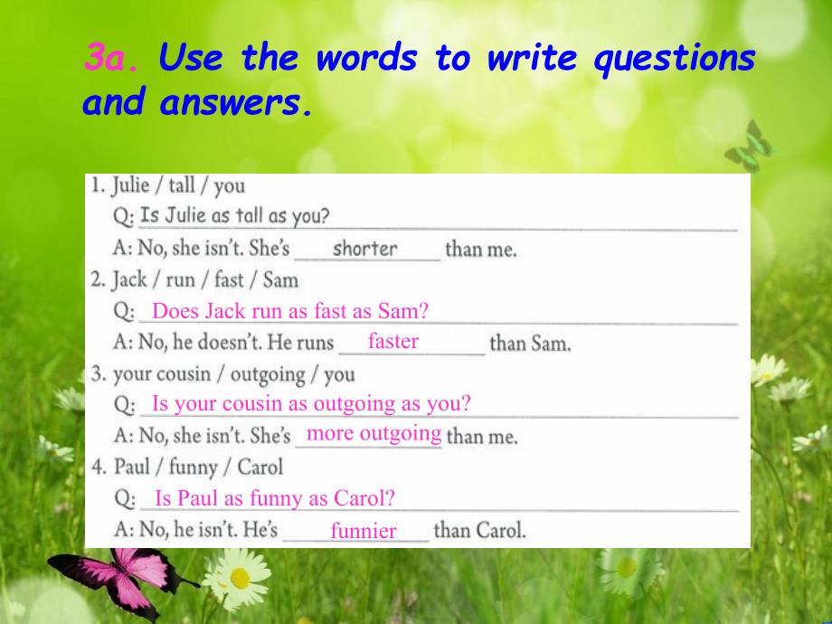 辽宁省东港市黑沟中学八年级英语上册 Unit 3 I&#39;m more outgoing than my sister Section A（Grammar Focus3c）课件 （新版）人教新目标版_第3页