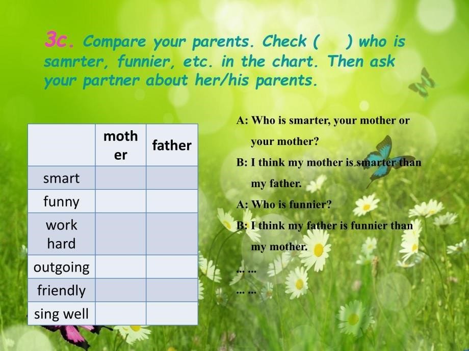 辽宁省东港市黑沟中学八年级英语上册 Unit 3 I&#39;m more outgoing than my sister Section A（Grammar Focus3c）课件 （新版）人教新目标版_第5页