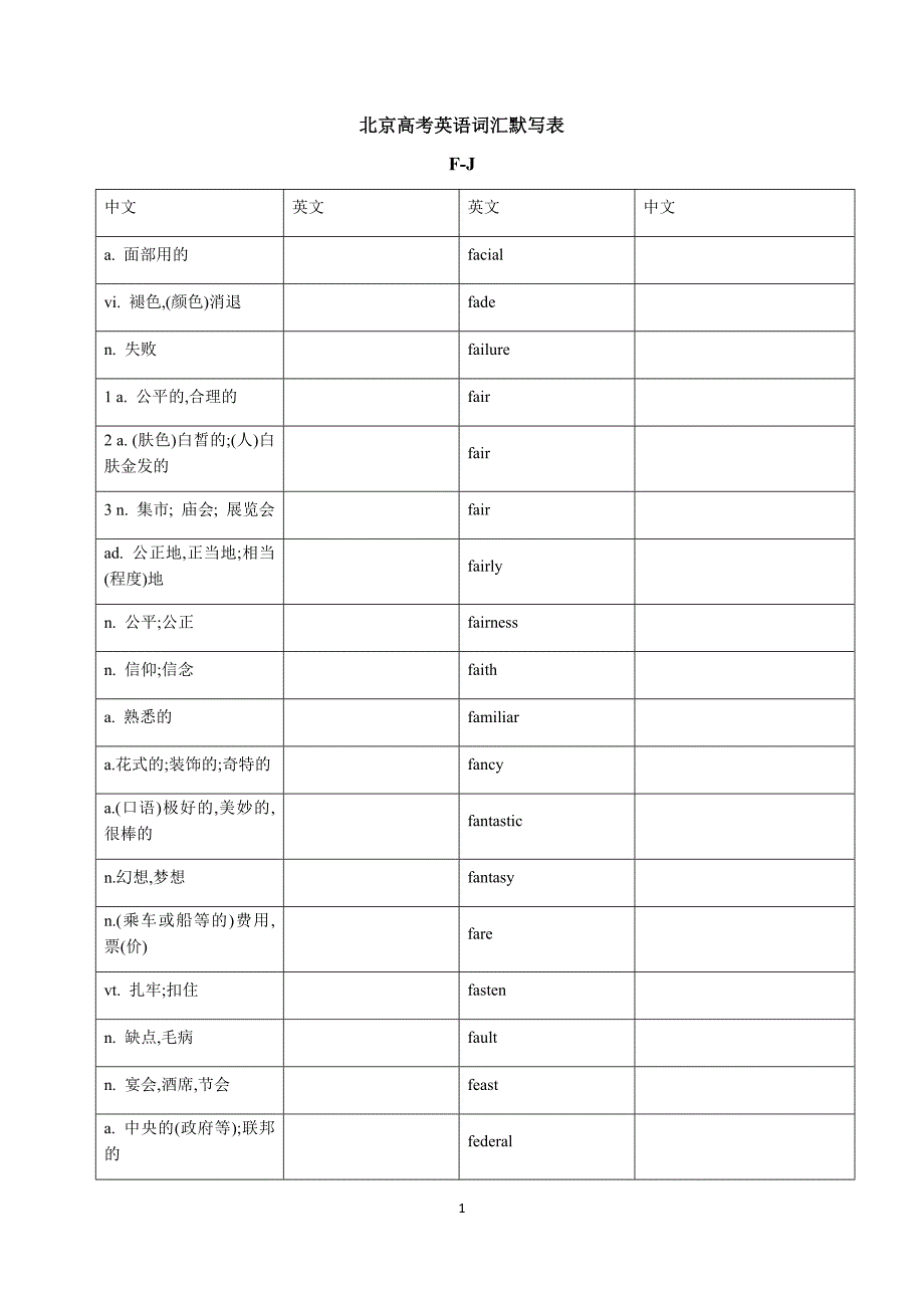 北京高考英语词汇默写表F-J.docx_第1页