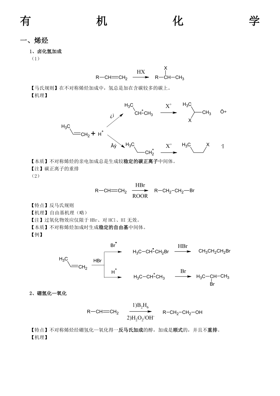 大学有机化学反应方程式总结(较全)_第1页