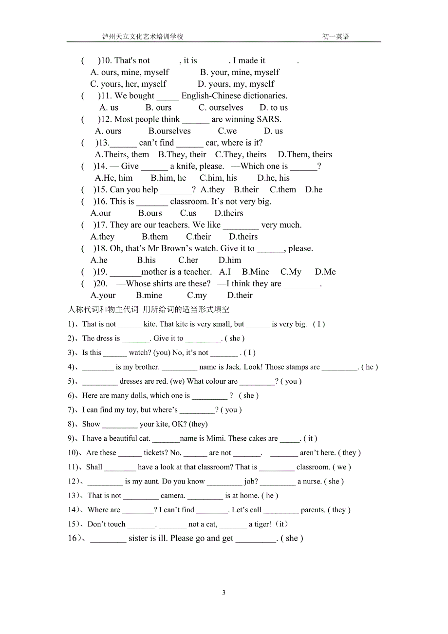 人称代词讲解与练习.doc_第3页