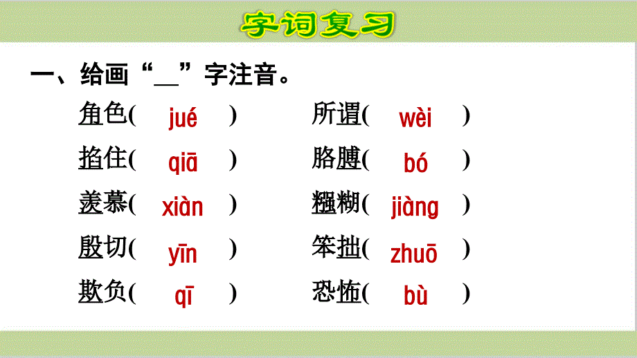 部编人教版四年级上册小学语文期末第六单元复习ppt课件_第2页