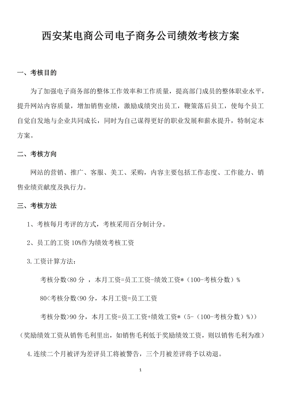 某电商员工绩效考核方案.doc_第1页