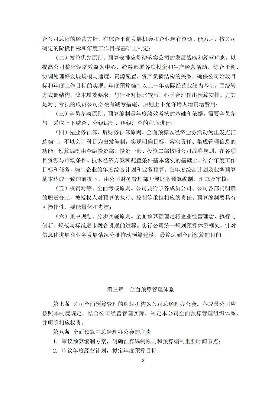 金融控股公司全面预算管理制度模版.docx_第2页