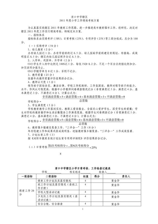 2011年对小学绩效考核方案.doc