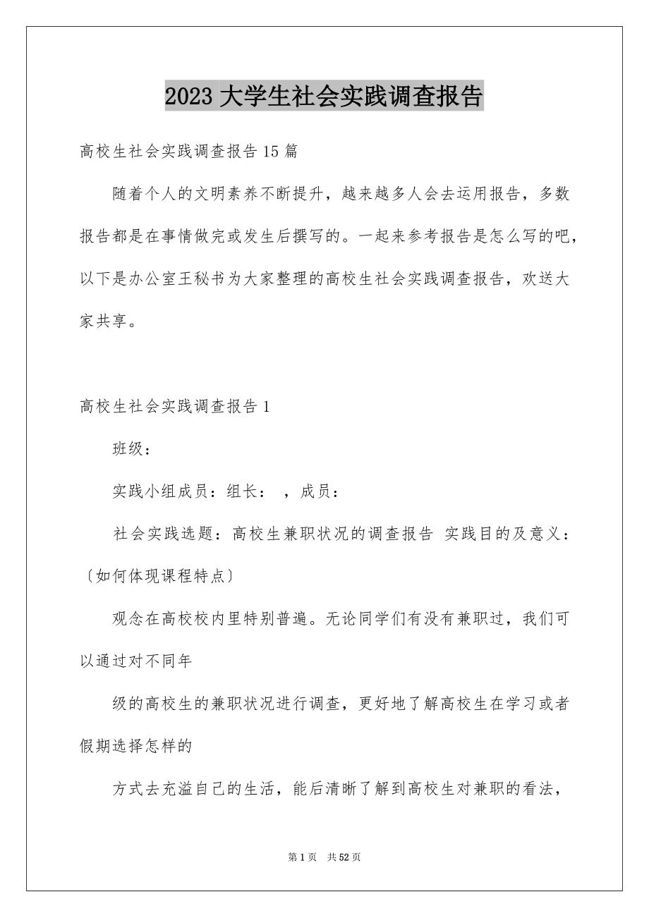 2023年大学生社会实践调查报告41.docx