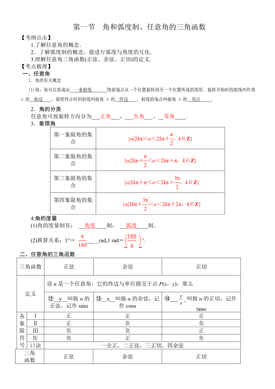 第一节角和弧度制、任意角的三角函数.doc_第1页