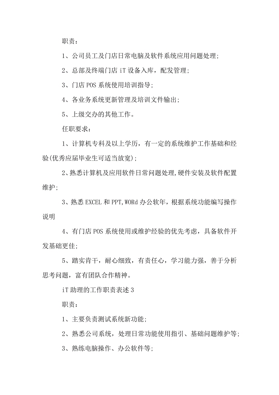 IT助理的工作职责表述.doc_第2页