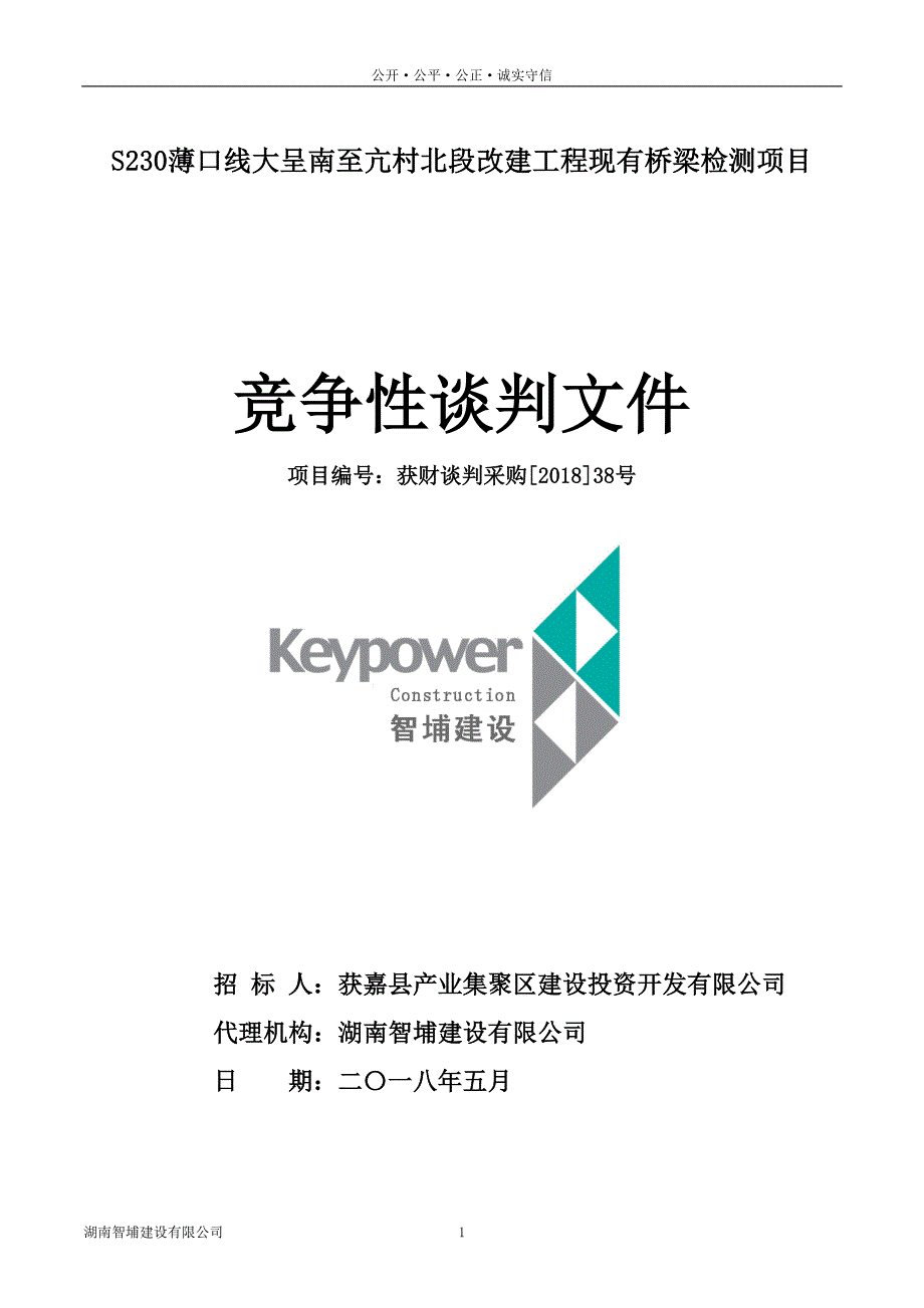 S230薄口线大呈南至亢村北段改建工程现有桥梁检测项目_第1页