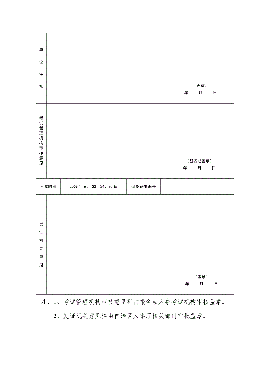 2006年度注册税务师执业资格考试报名发证登记表.doc_第2页