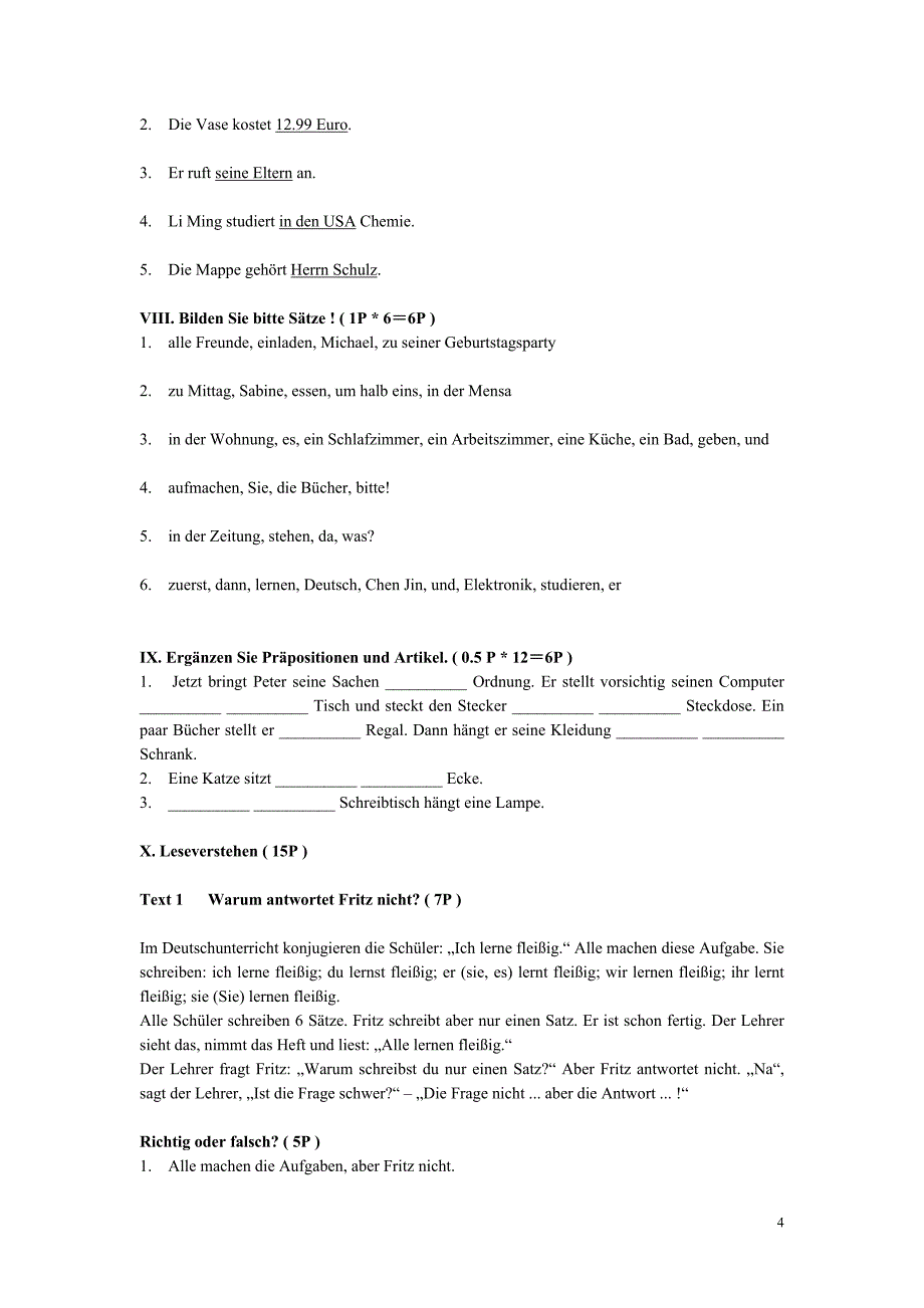 德语初级试题Test 1.doc_第4页