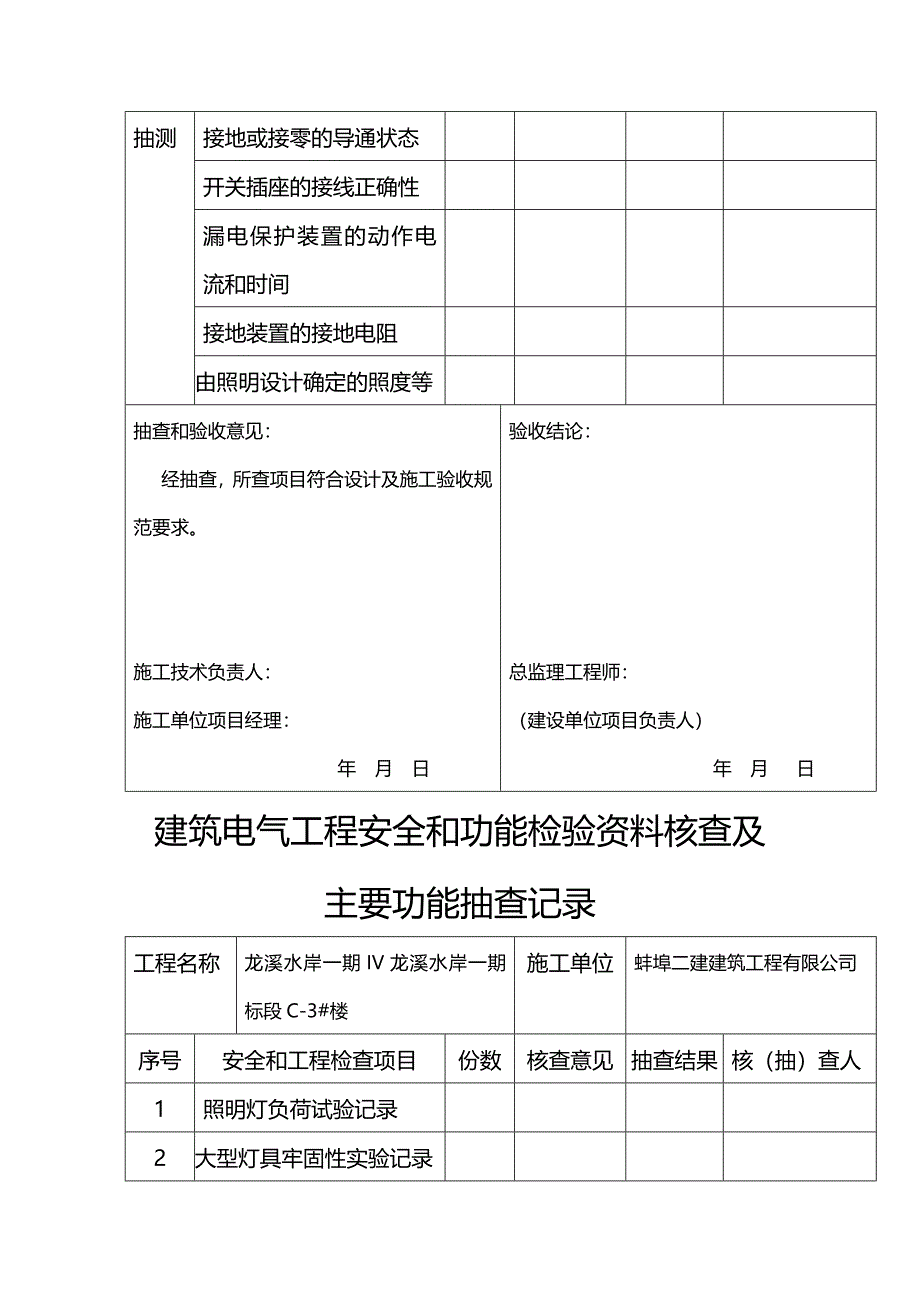 建筑电气工程安全和功能检验资料核查及主要功能抽查记录.doc_第3页