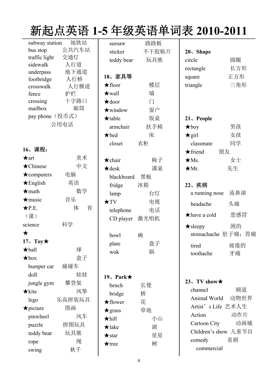 北师大版新起点英语一直五年级单词归类-10版.doc_第4页