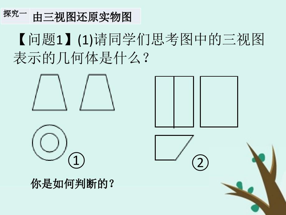 高中数学第一章立体几何初步1.3.2由三视图还原成实物图课件7北师大版必修2_第3页