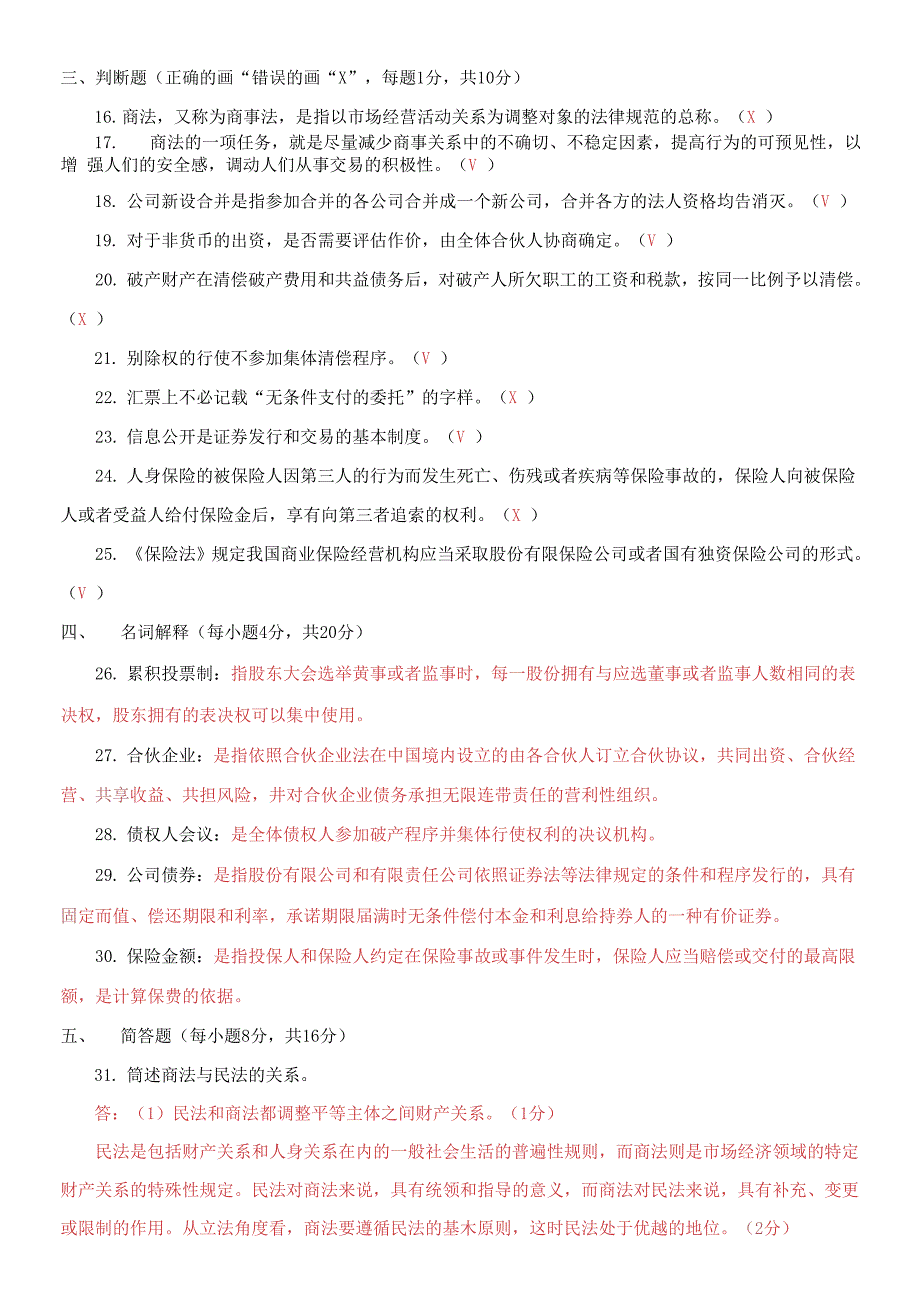 2021国家开放大学电大本科《商法》期末试题及答案（试卷号：1058）_第4页