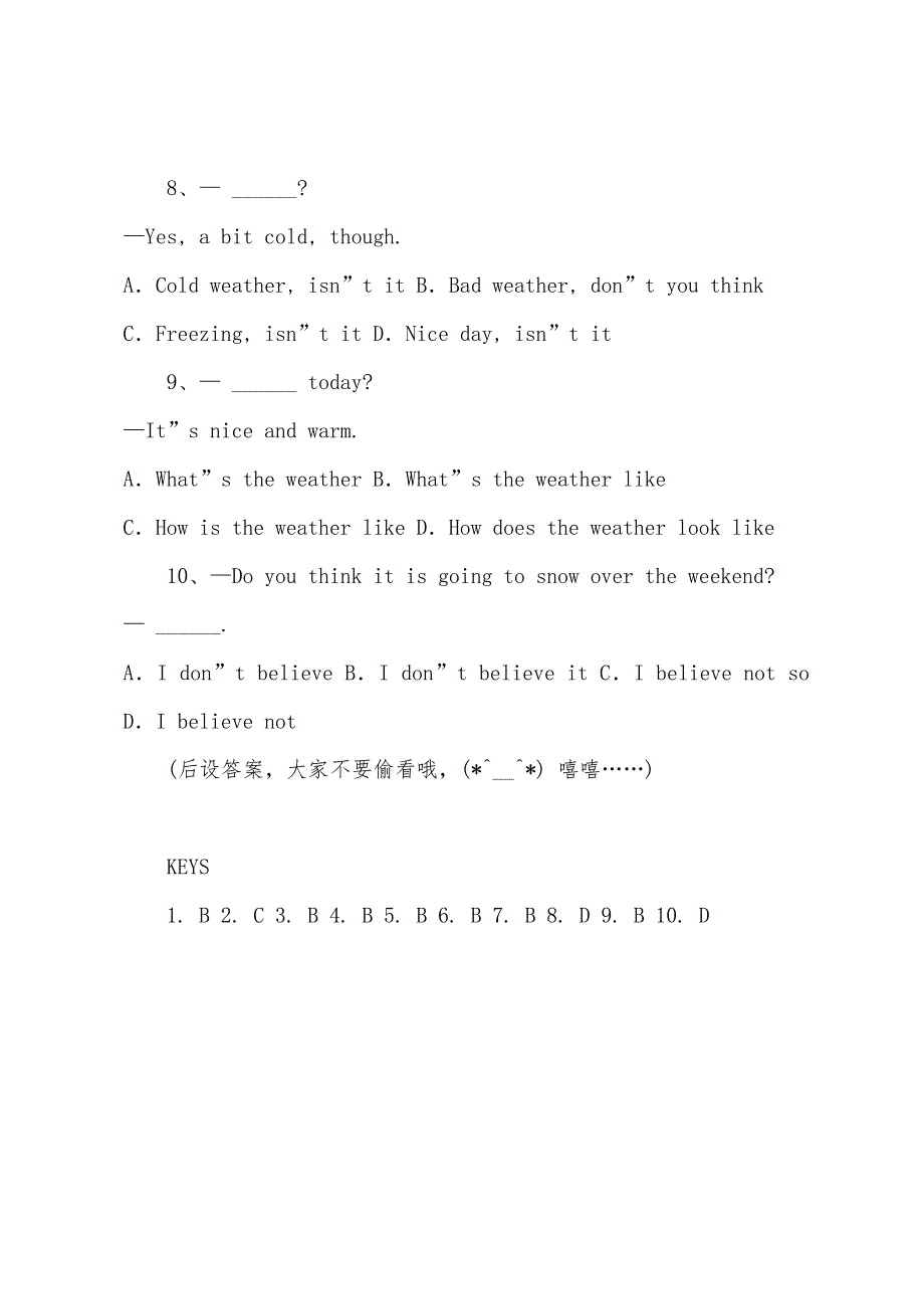 新概念英语第二册语法精粹：交际用语---谈论天气.docx_第3页