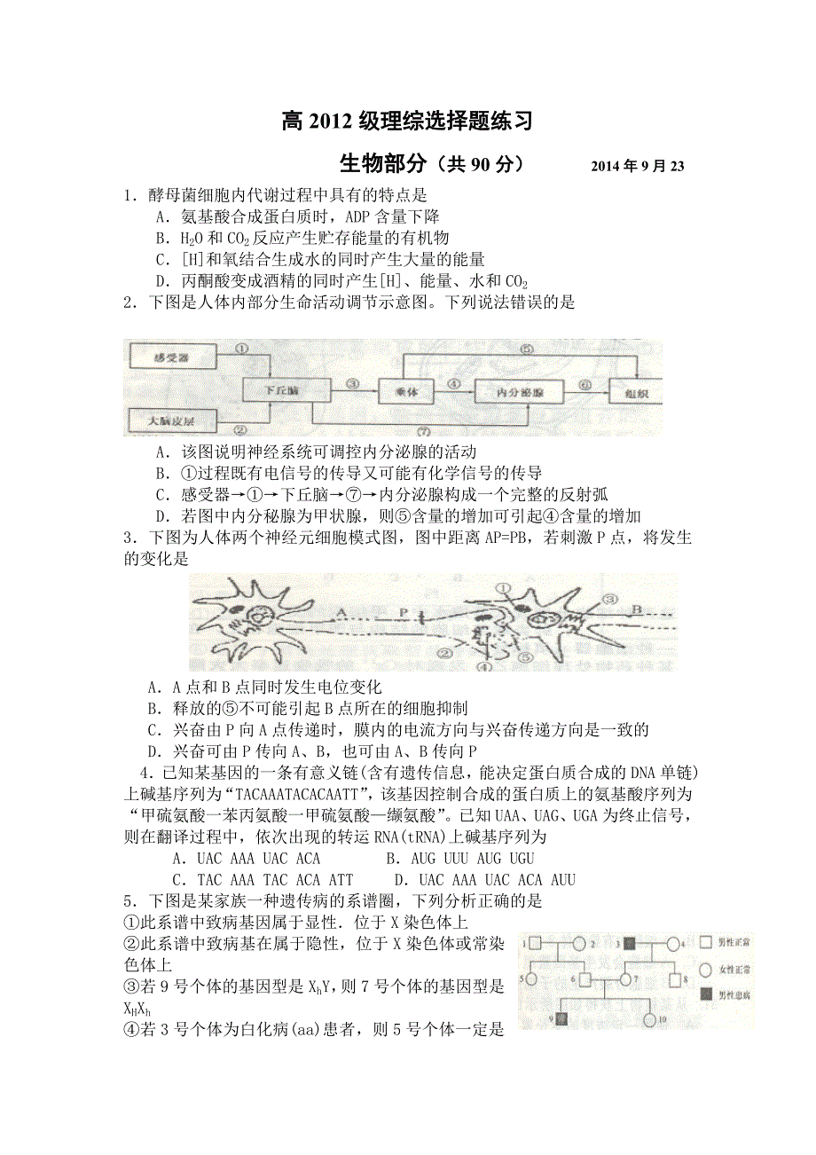 9月23号理综练习.doc_第1页