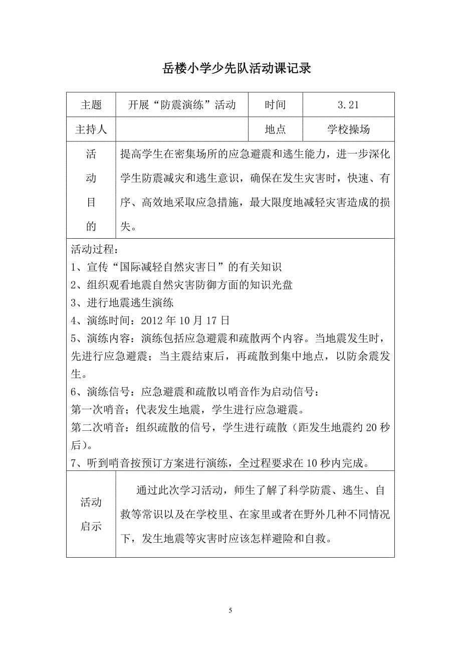 下学期少先队活动记录表_第5页