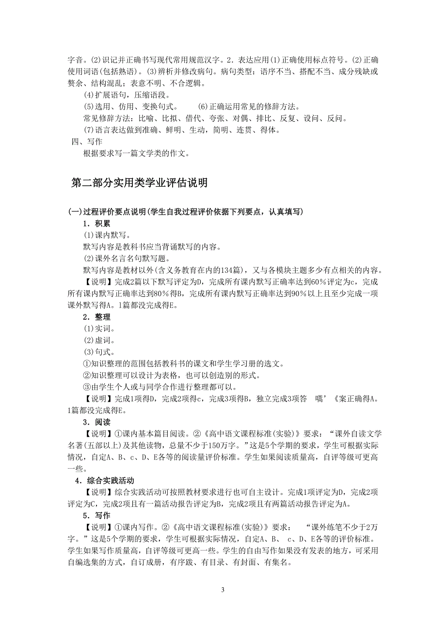 各版本高中语文选修模块学业水平考核说明.doc_第3页