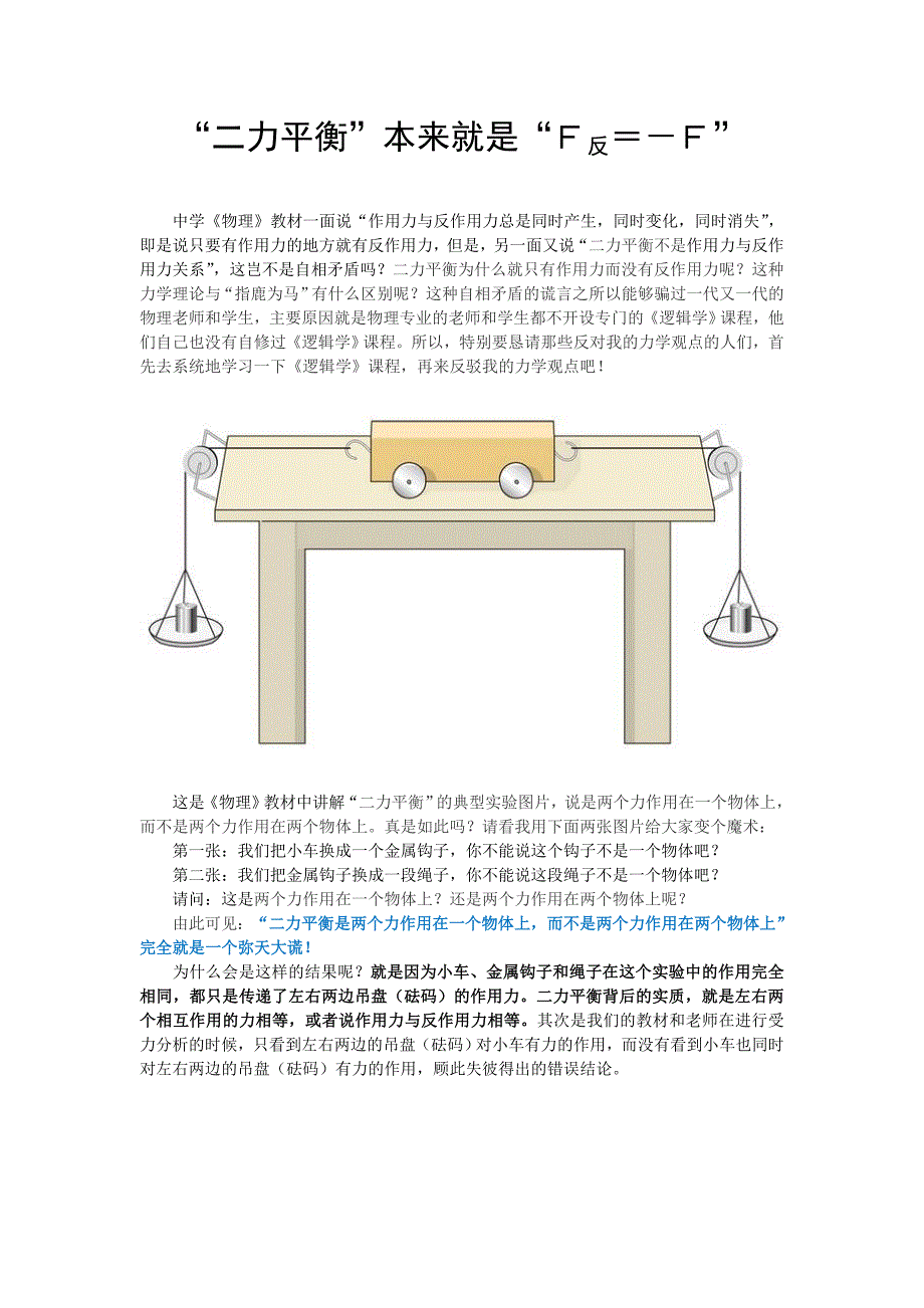 “二力平衡”本来就是“Ｆ反＝－Ｆ”.doc_第1页