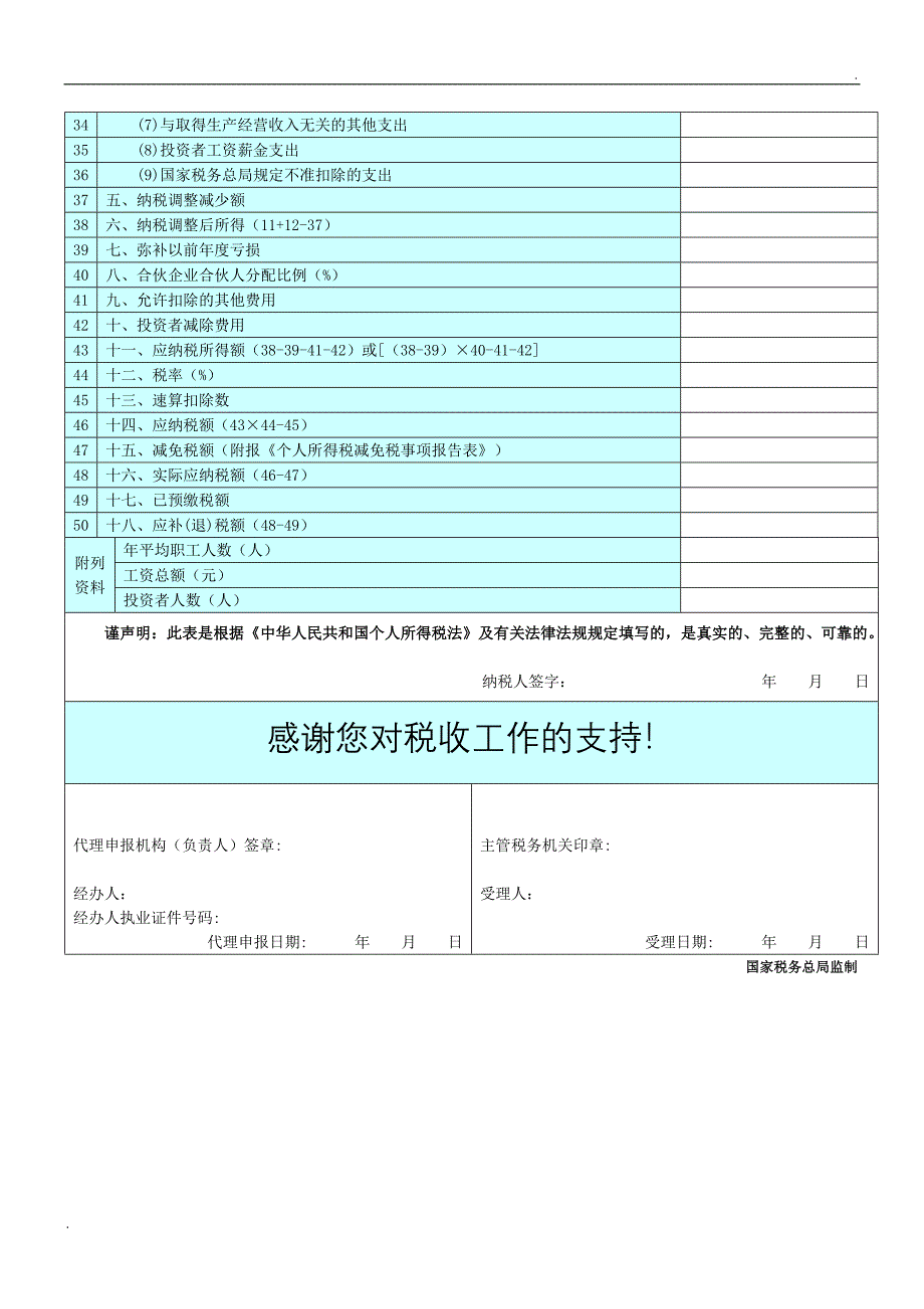 个人所得税生产经营所得纳税申报表B表_第2页