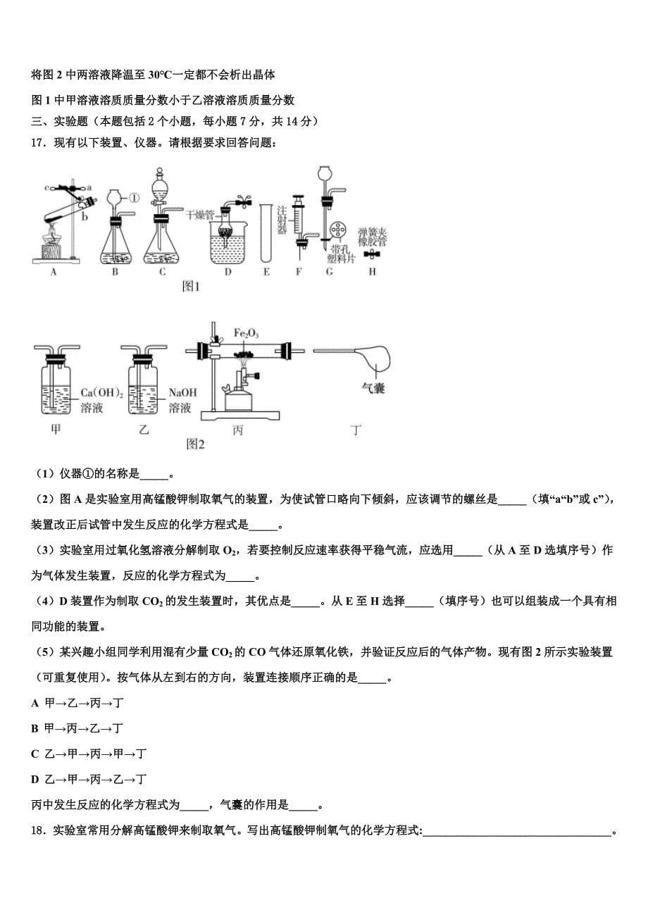 2023年湖北省襄阳市枣阳县重点名校中考化学五模试卷（含答案解析）.doc_第5页