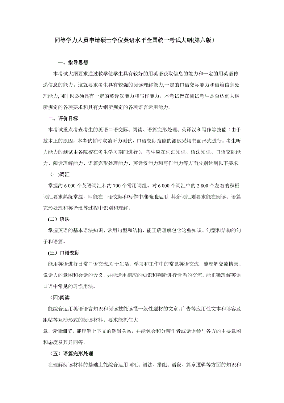 同等学力申硕英语大纲.doc_第1页