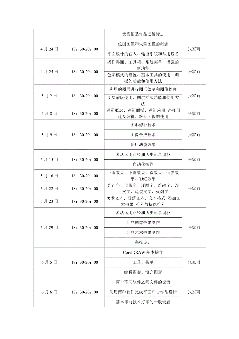 培训课程安排表--平面设计_第2页